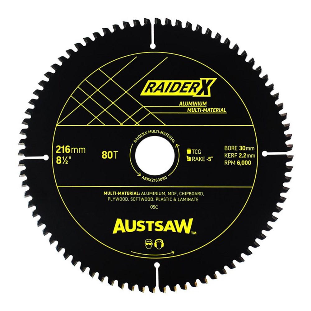 AUSTSAW RAIDER ALUMINIUM CUTTING BLADE 216MM X 30 X 80T